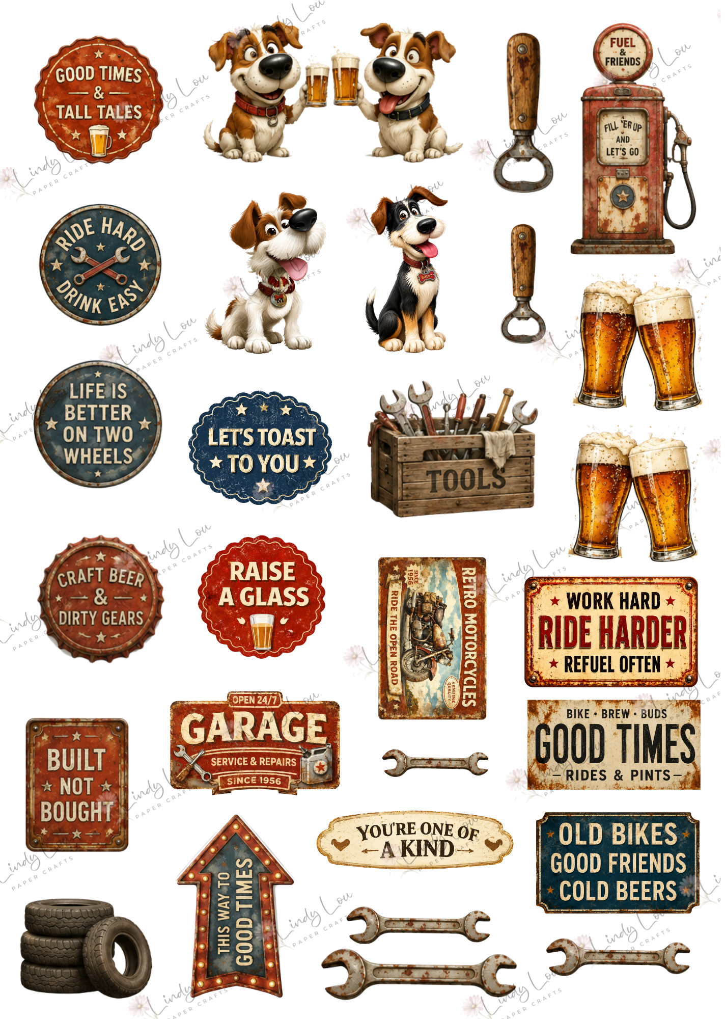 A4 Fussy Cut Sheets  - Grandpa's Joy Ride & Tractor Ttales - Garage Gatherings