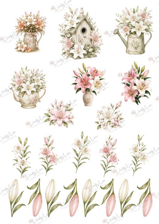 A4 Fussy Cut Sheets  - Lily's Cottage - Lily's Cottage Essentials