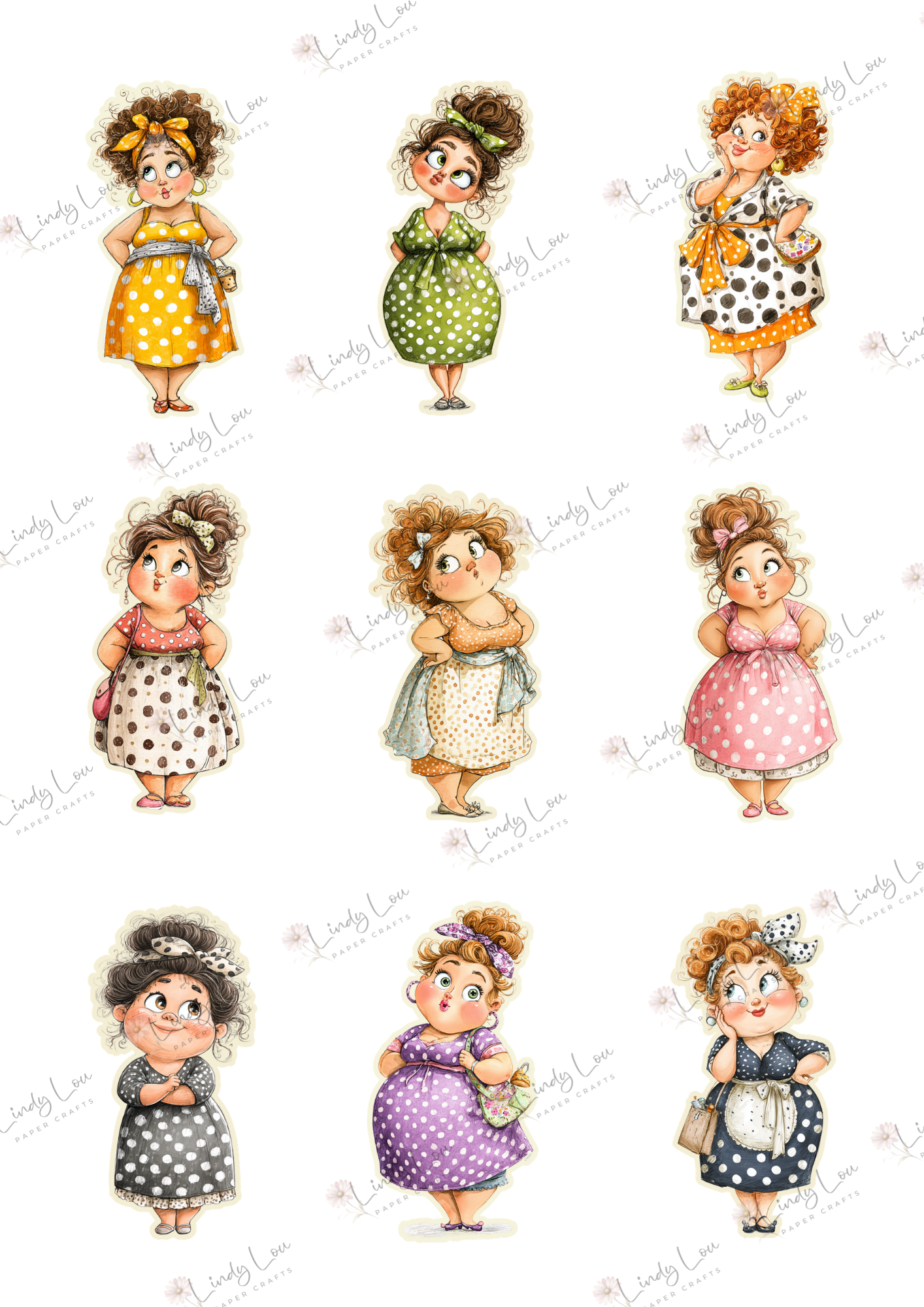 A4 Fussy Cut Sheets  - Devine Divas - Lovely Ladies
