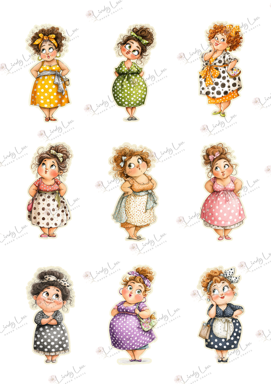 A4 Fussy Cut Sheets  - Devine Divas - Lovely Ladies