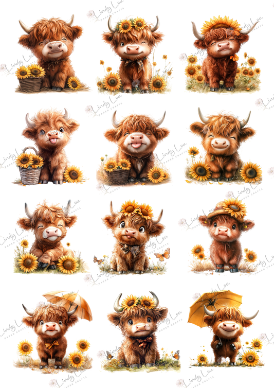 A4 Fussy Cut Sheets  - Sunshine & Moo - Moo Crew