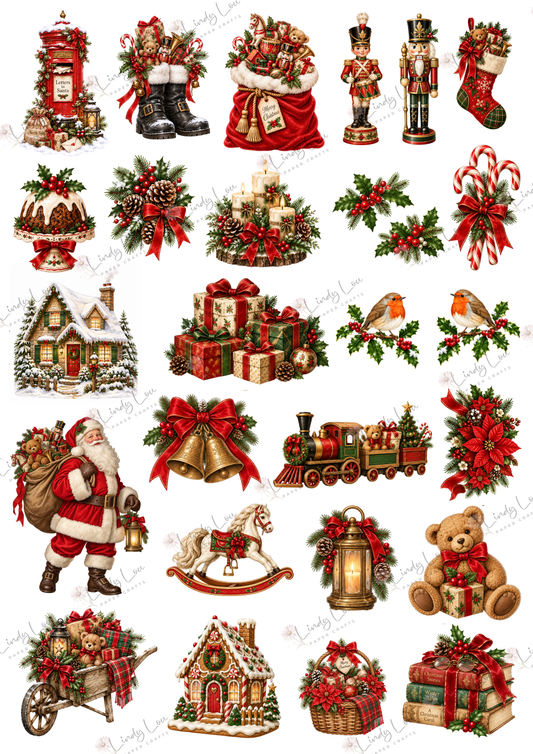 A4 Fussy Cut Sheets  - Christmas Past - Treasures of Christmas Past