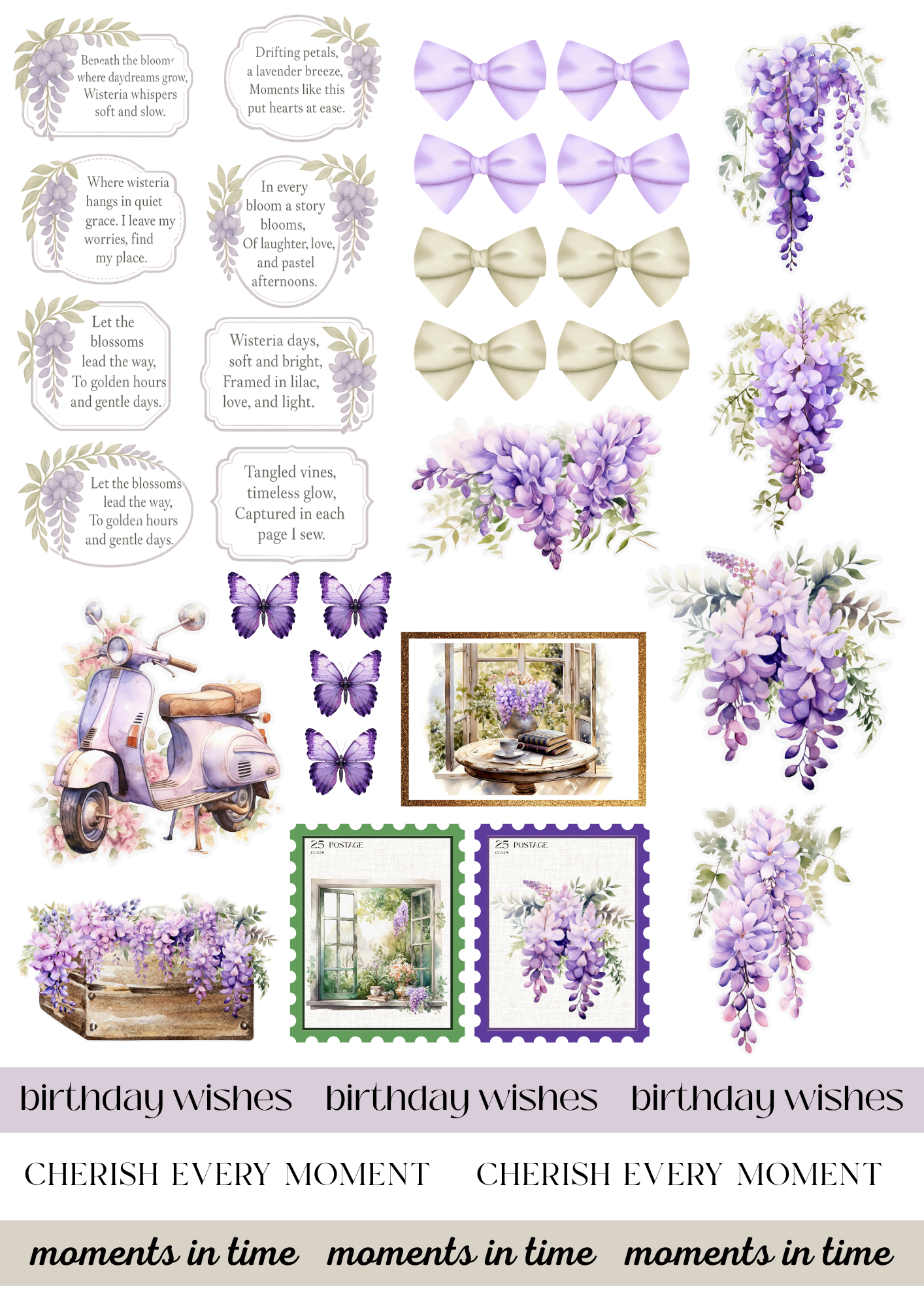 A4 Fusy Cut Sheets- Wisteria Walk - Wisteria Words