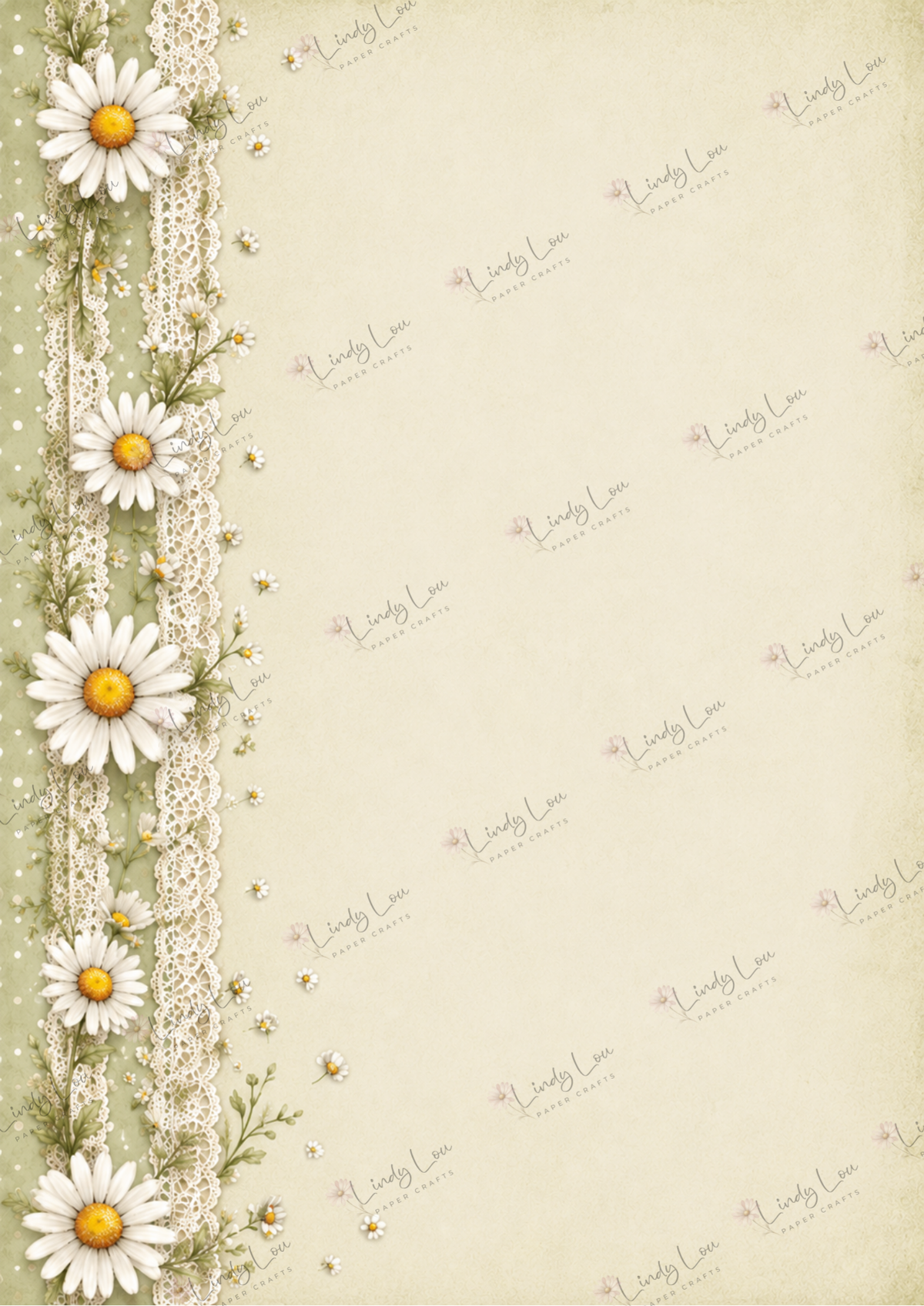 A4 Single Sheet - Daisy Girls - Daisy Lace Olive
