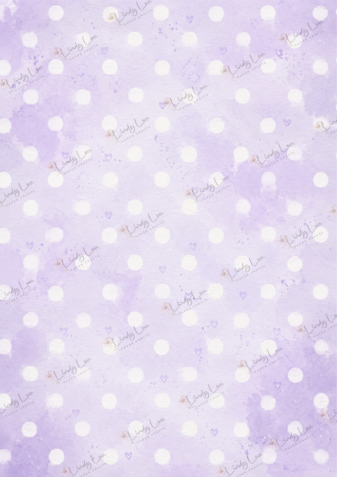 A4 Single Sheet - Butterfly Kisses & Quirky Wishes - Lilac Dots