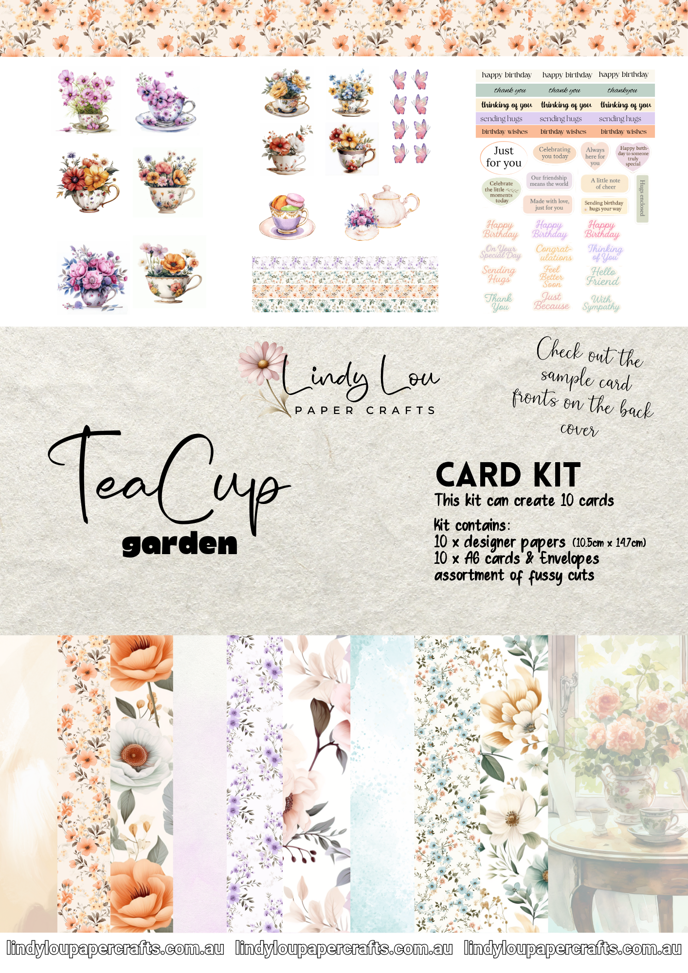 A6 Card Kit - TeaCup Garden
