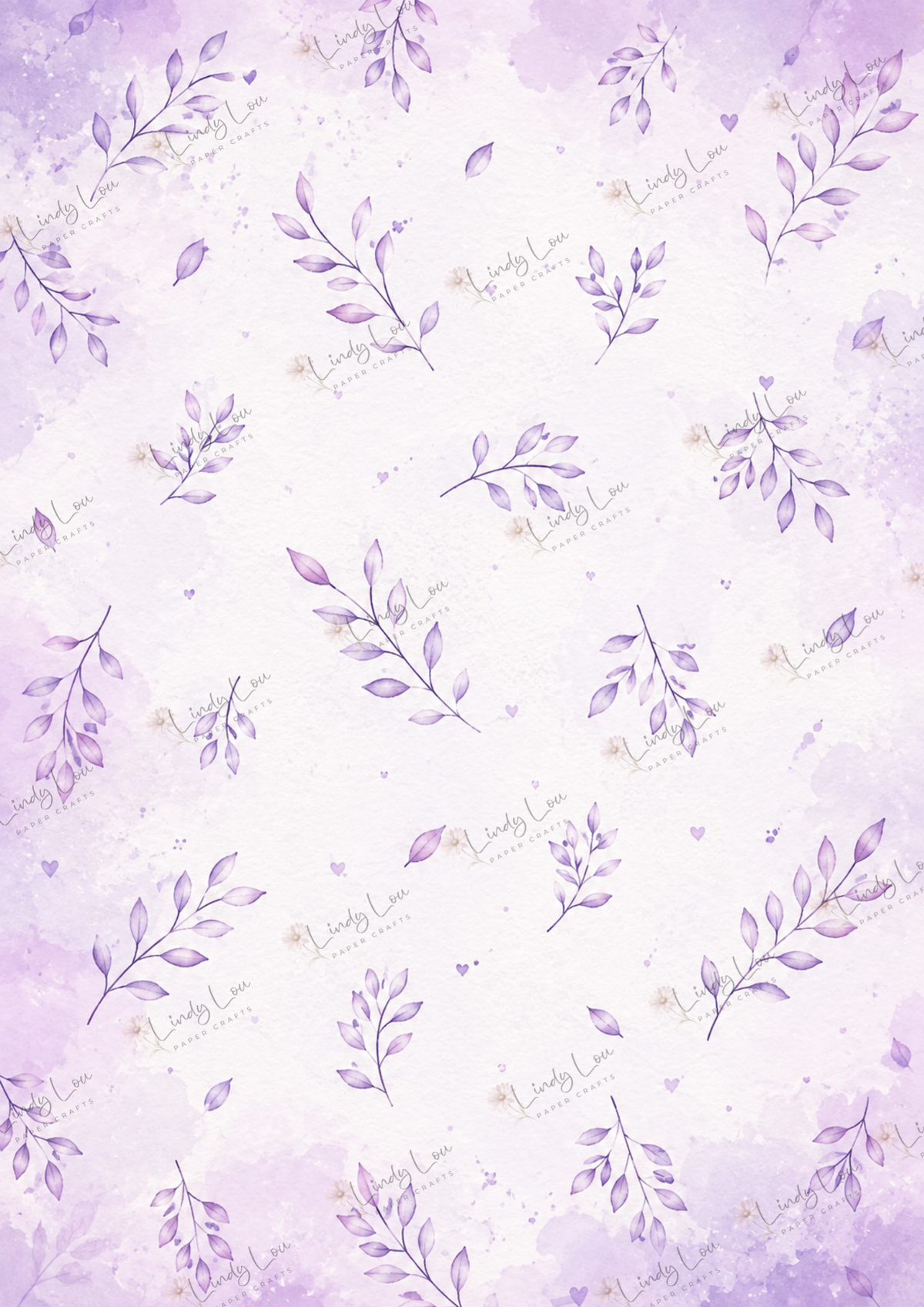 A4 Single Sheet - Butterfly Kisses & Quirky Wishes - Lilac Leaves