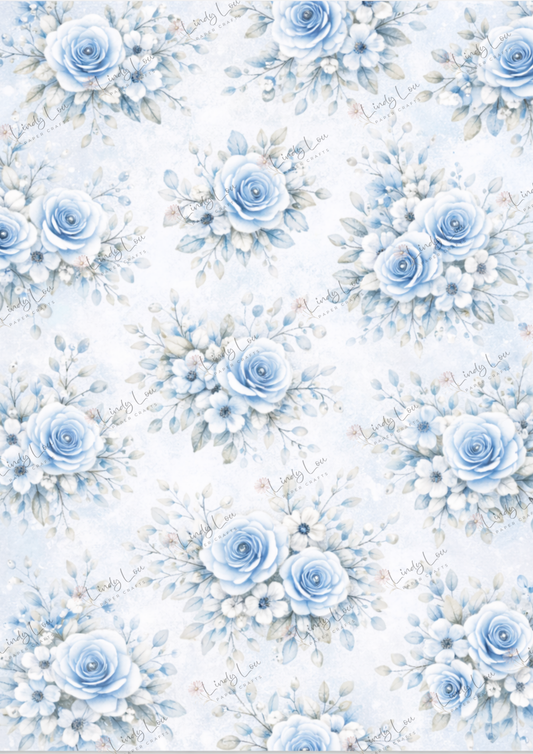 A4 Single Sheet - Whispers in Blue -  Whispering Roses