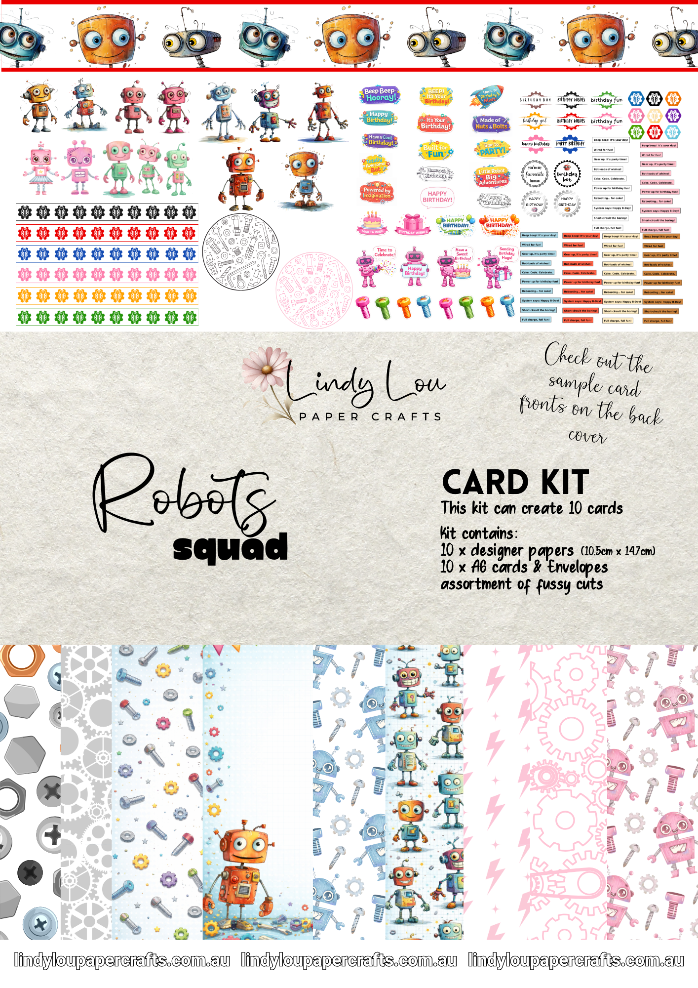 A6 Card Kit - Robot Squad