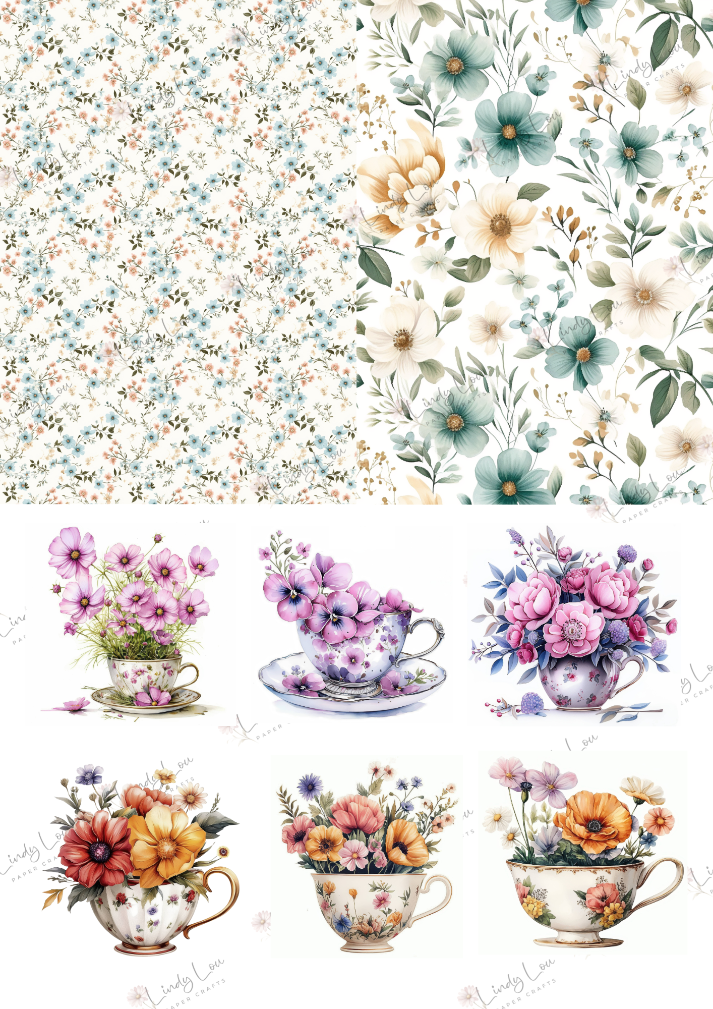 A6 Card Kit - TeaCup Garden