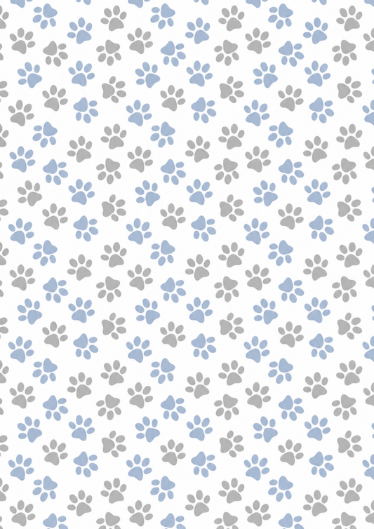 A4 Single Sheet - Barking Adorable - Blue/Grey Paw