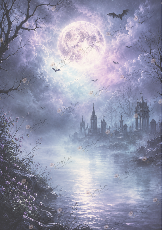 A4 Single Sheet - Goth Girl Dreams - Moonlit Reverie