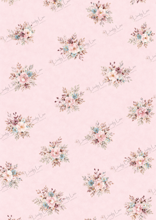 A4 Single Sheet - Burgundy & Blue- Rosy Meadow