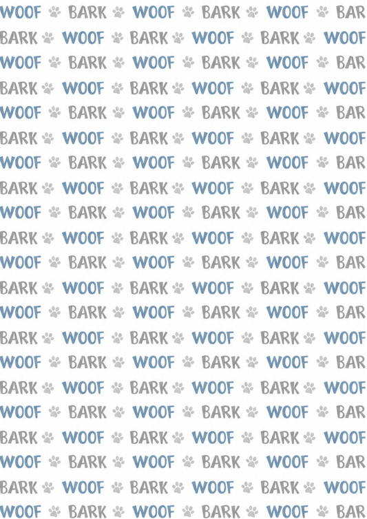 A4 Single Sheet - Barking Adorable - Blue/Grey Woof