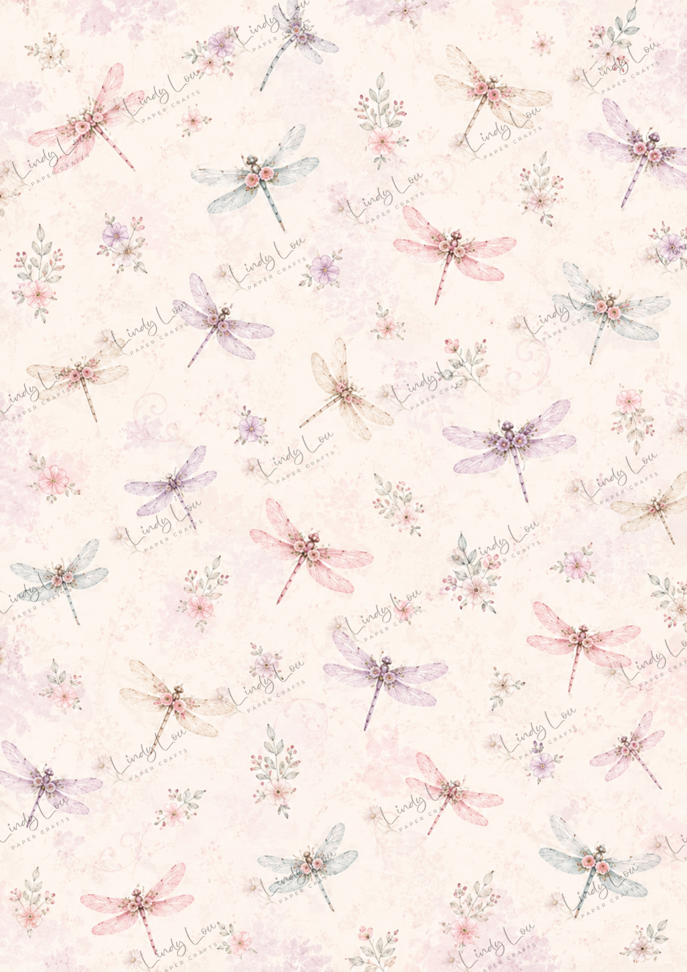 A4 Single Sheet - Blooming Grace - Dancing Dragonflies