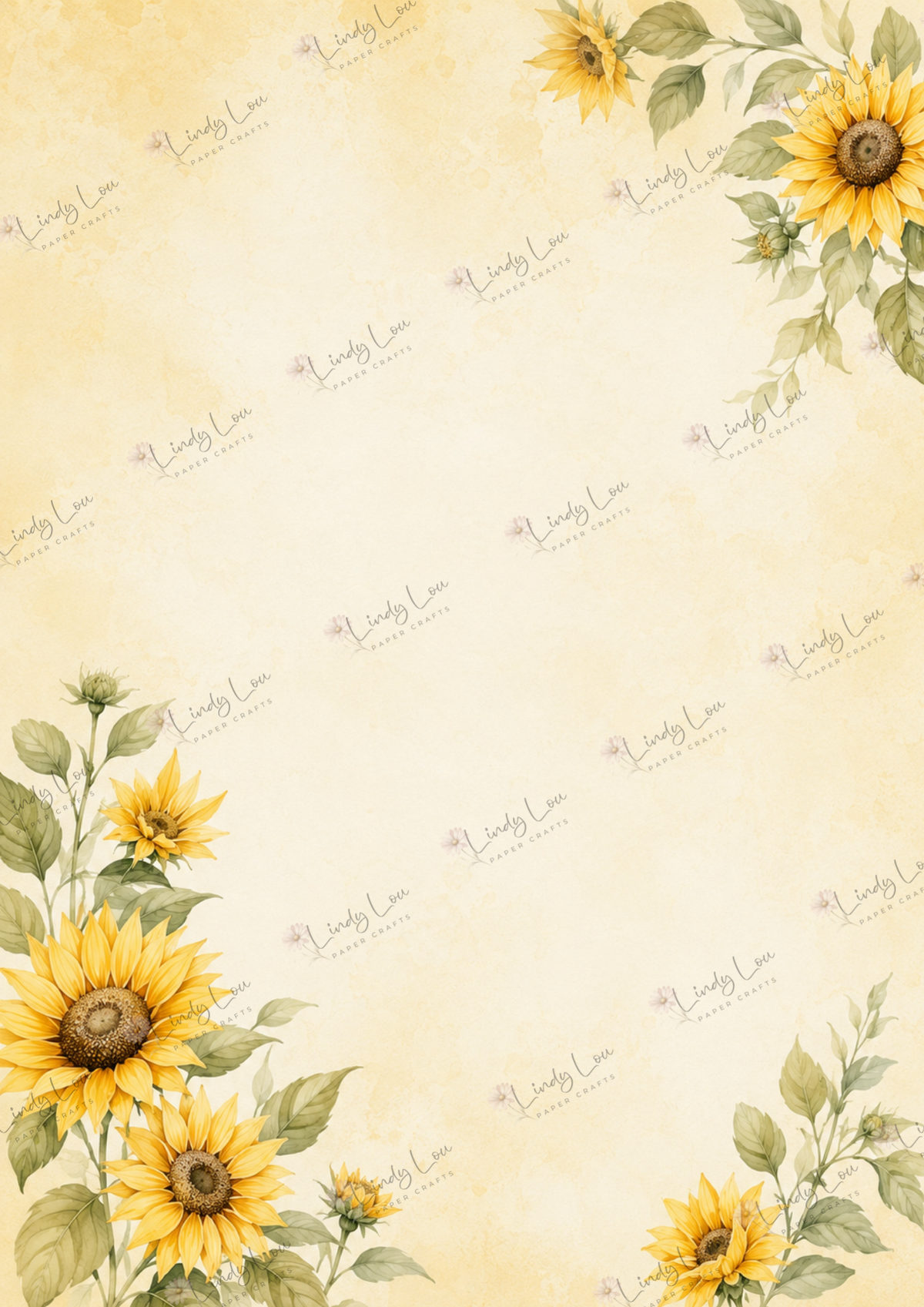 A4 Single Sheet - Sunshine & Moo - Sunflower Corners