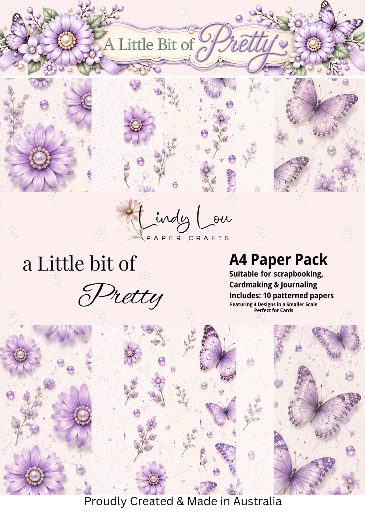 A4 Paper Pack - a Little bit of Pretty - Lilac
