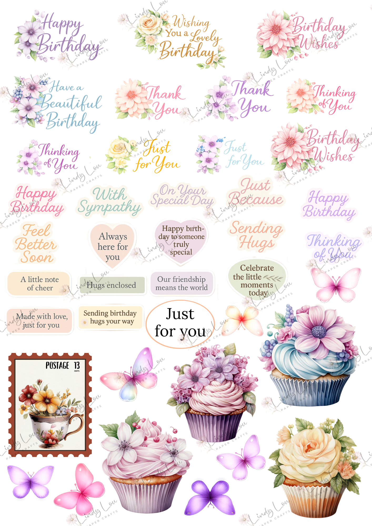 A6 Card Kit - TeaCup Garden
