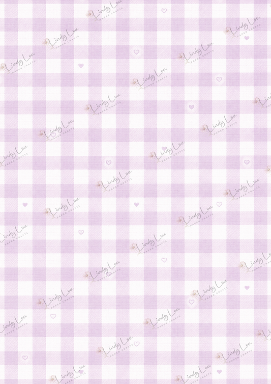A4 Single Sheet - Daisy Girls - Lavender Gingham Love