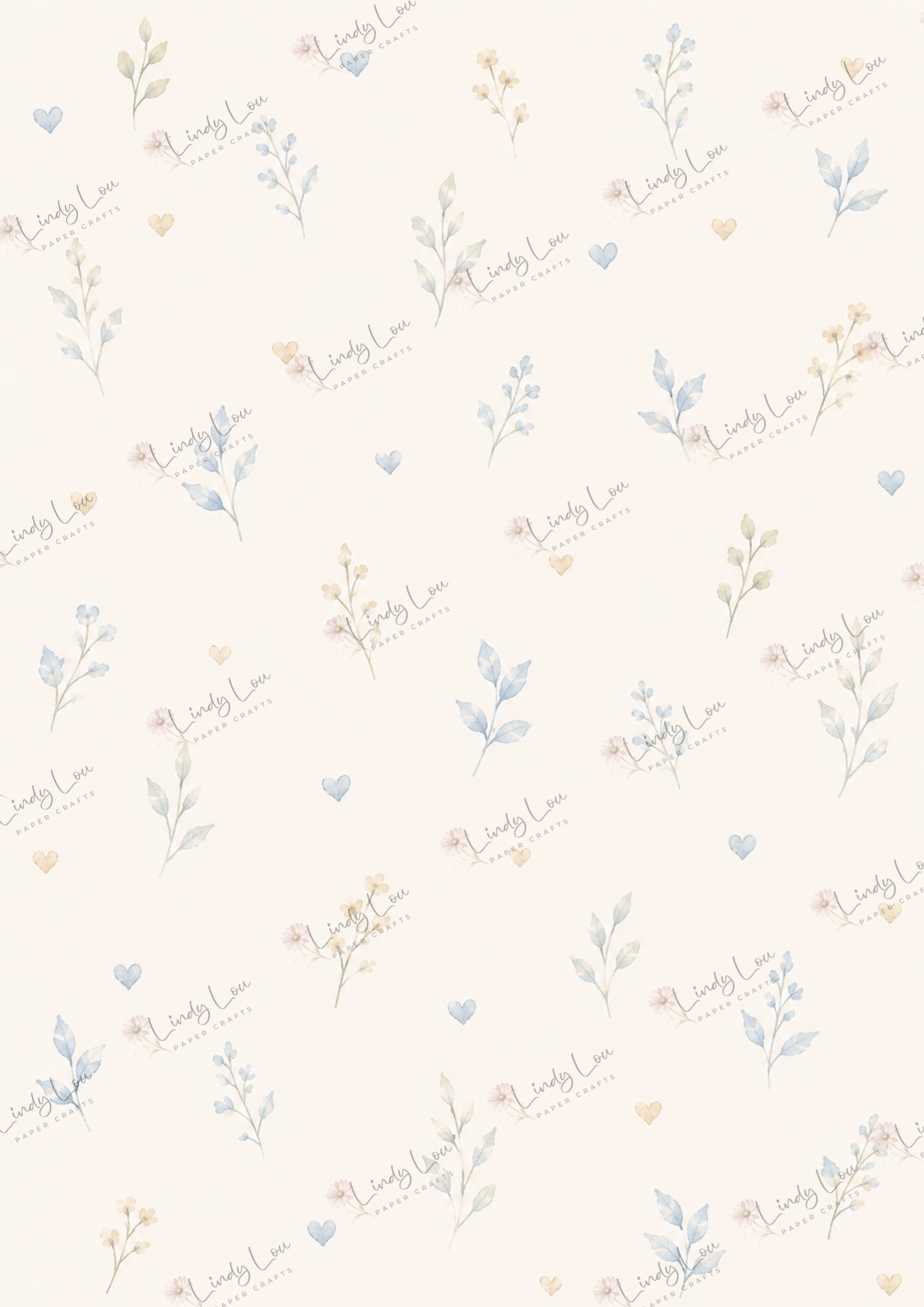 A4 Single Sheet - Baby Boy - Tiny Hearts & Blooms