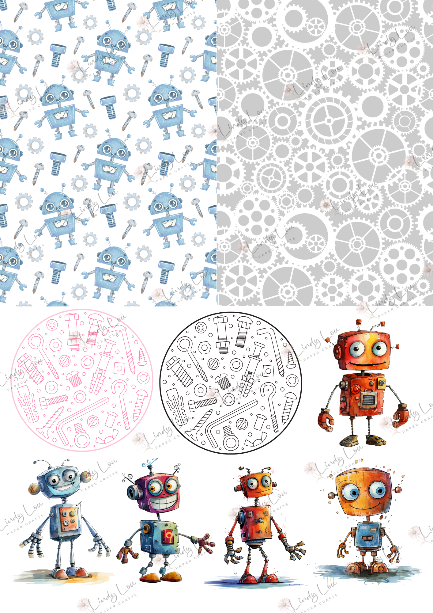 A6 Card Kit - Robot Squad