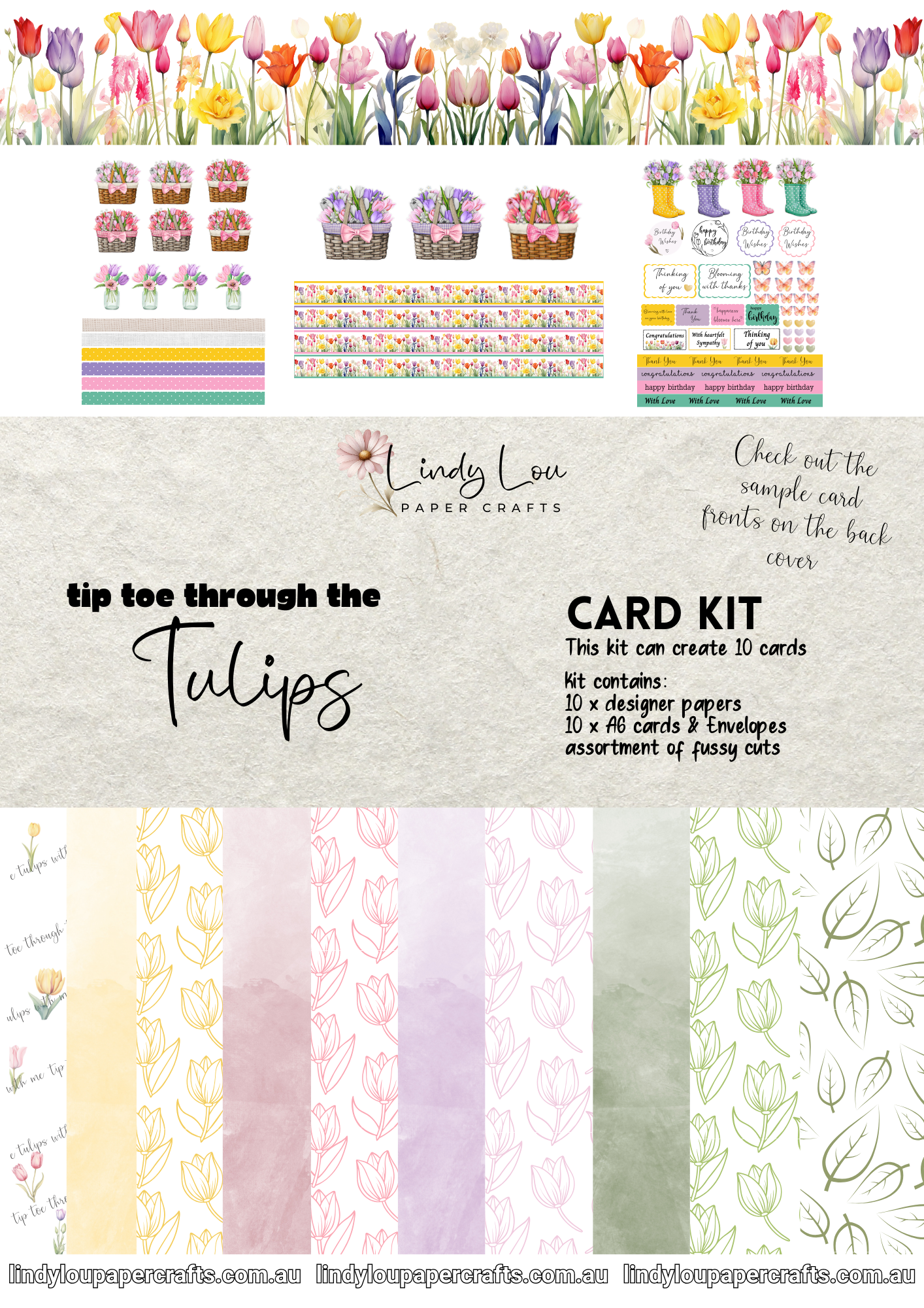 A6 Card Kit - Tip Toe through the Tulips