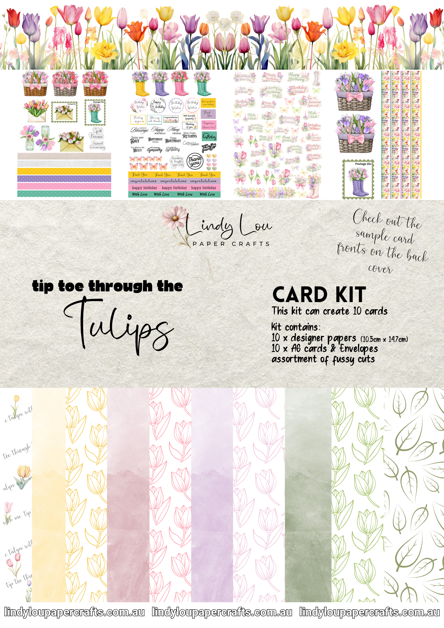 A6 Card Kit - Tip Toe through the Tulips