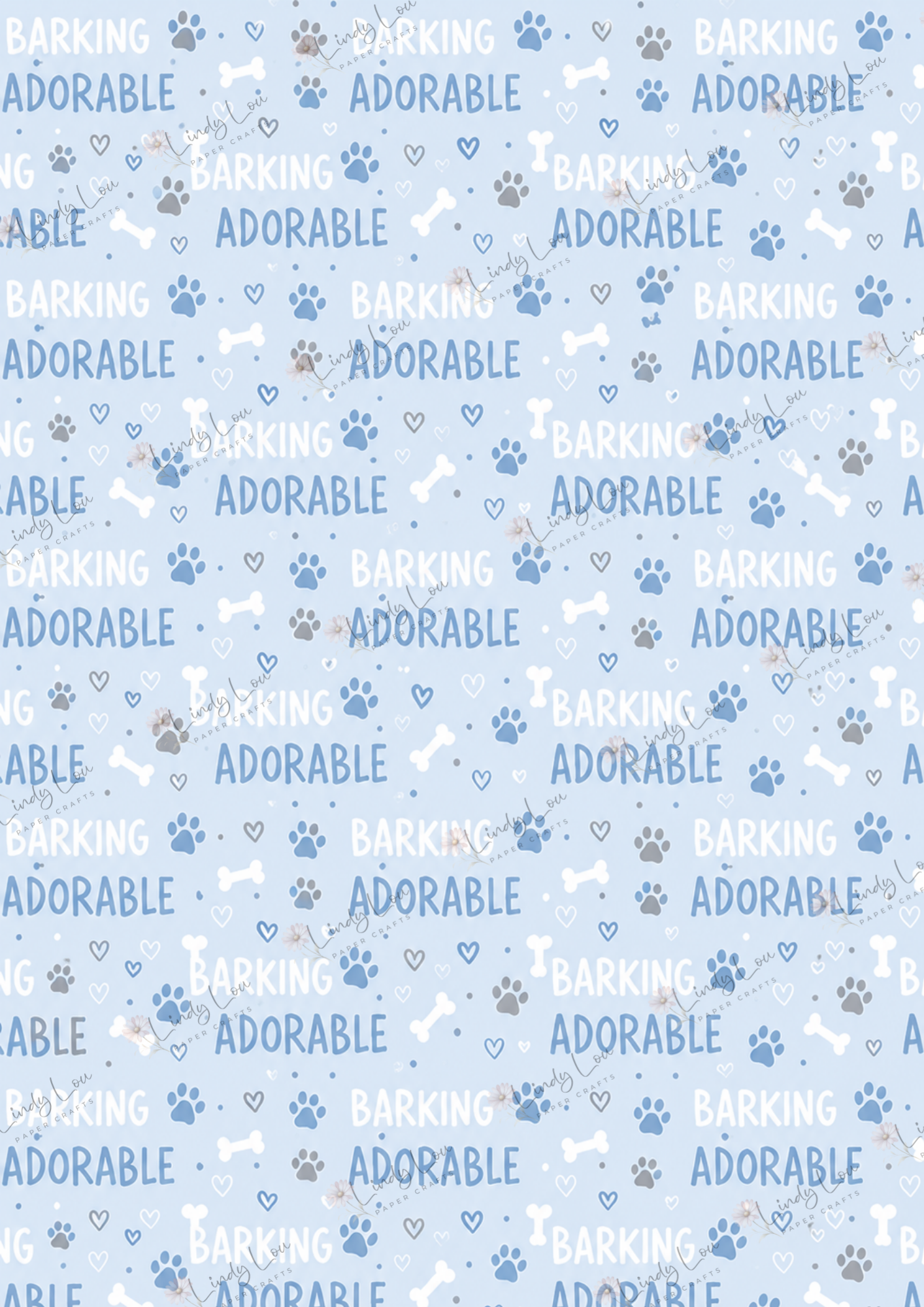 A4 Single Sheet - Barking Adorable - Adorable Blue