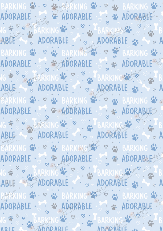 A4 Single Sheet - Barking Adorable - Adorable Blue