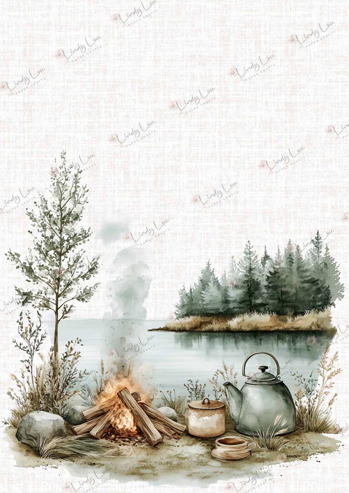 A4 Single Sheet - Gone Fishing - Campfire Reflections