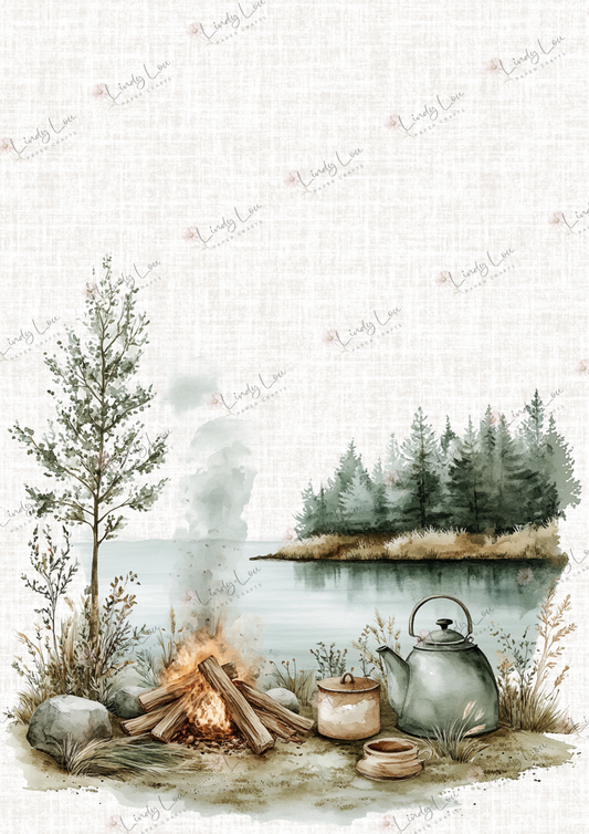 A4 Single Sheet - Gone Fishing - Campfire Reflections