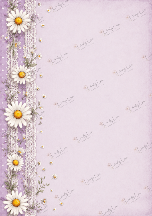 A4 Single Sheet - Daisy Girls - Daisy Lace Lavender