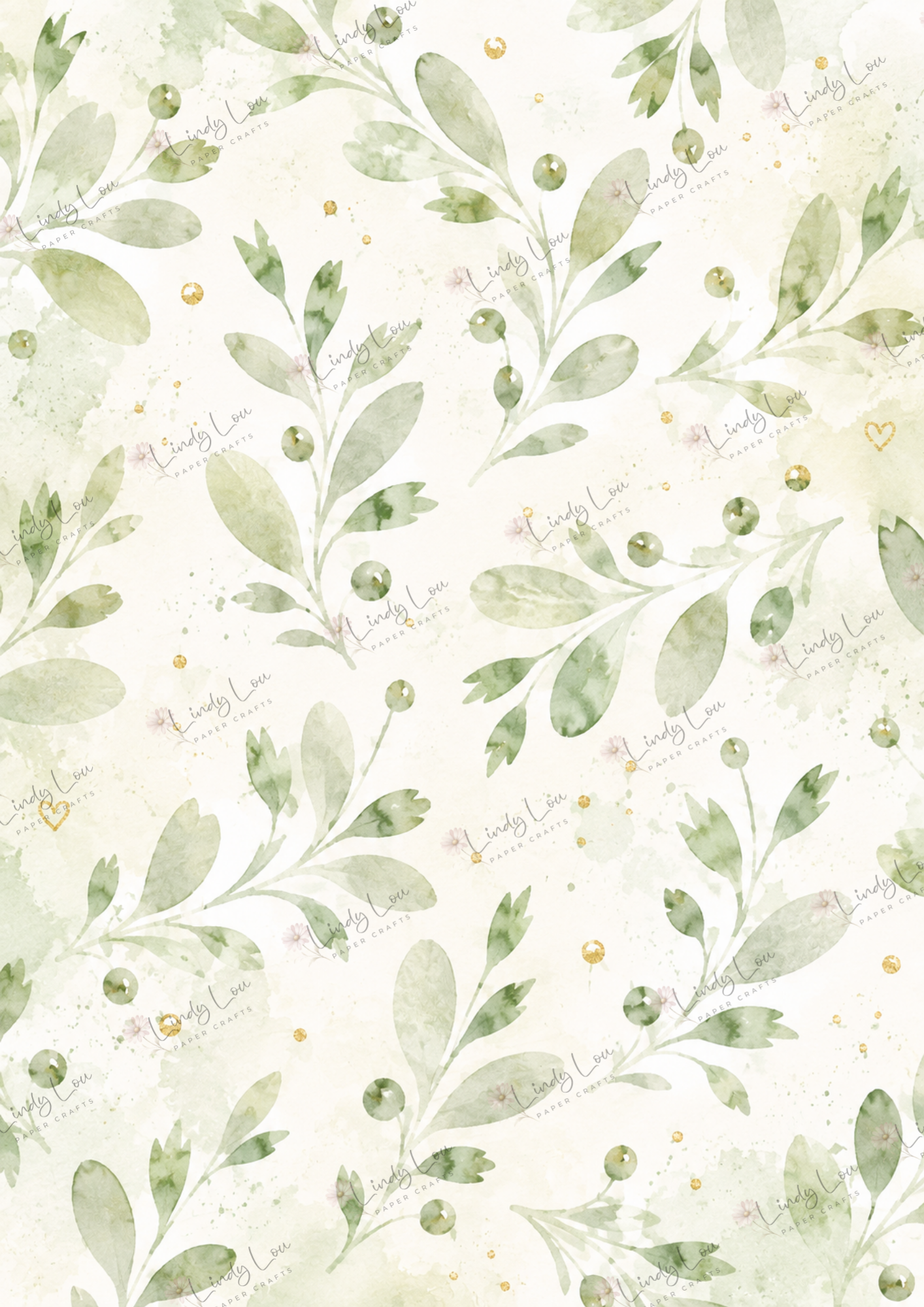 A4 Single Sheet - Butterfly Kisses & Quirky Wishes - Spring Leaves