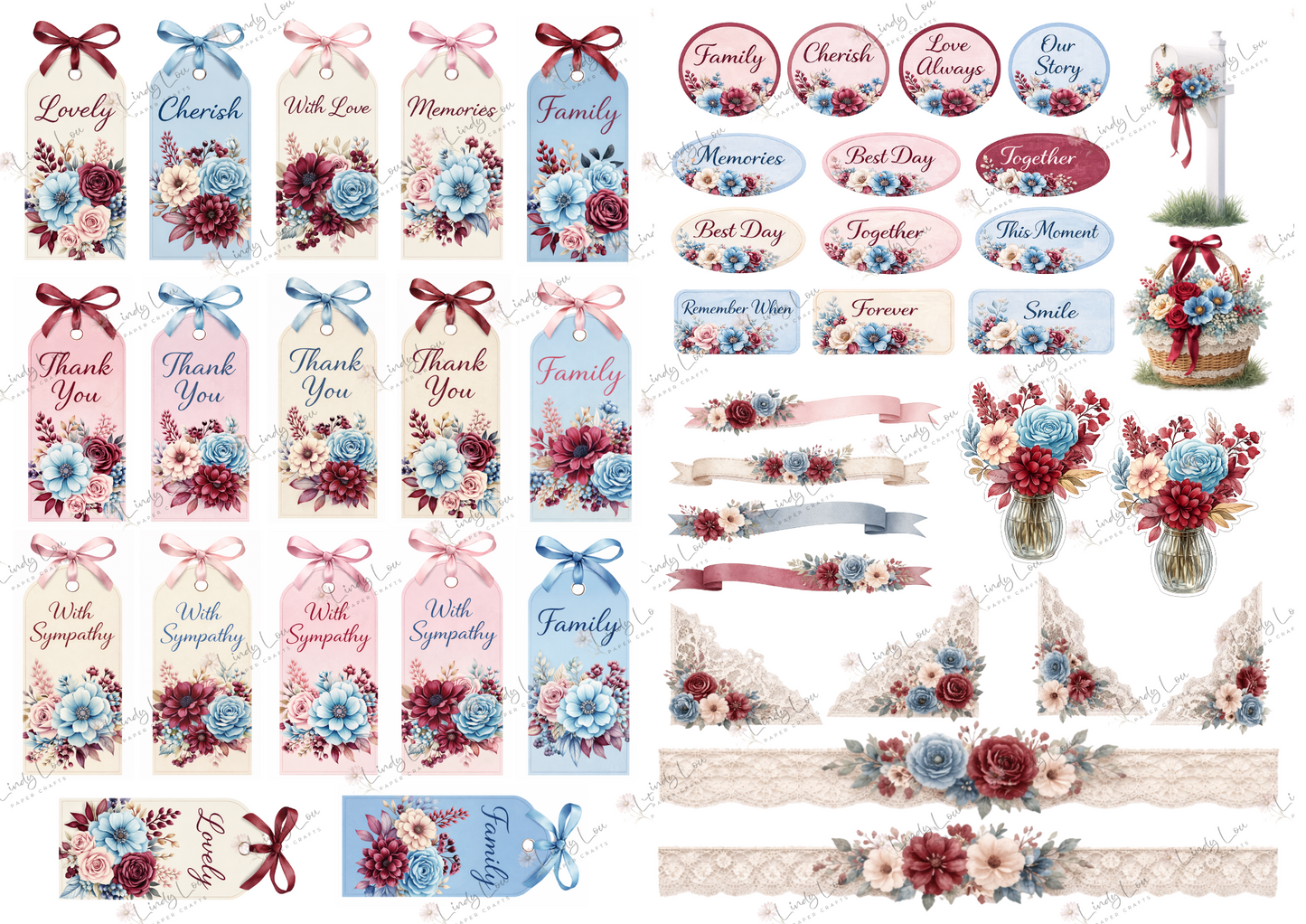 A4 Paper Collection - Burgundy & Blue