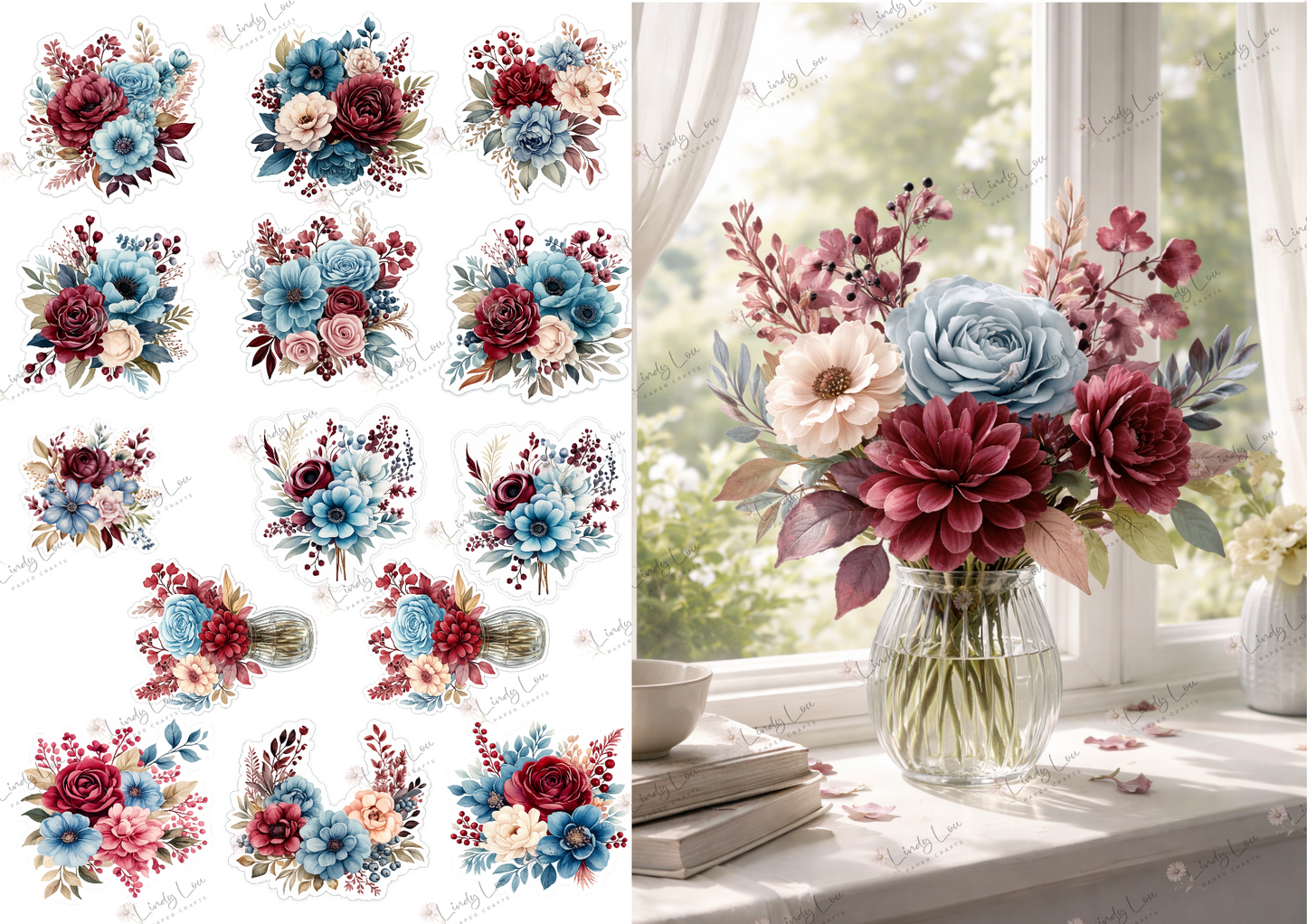 A4 Paper Collection - Burgundy & Blue
