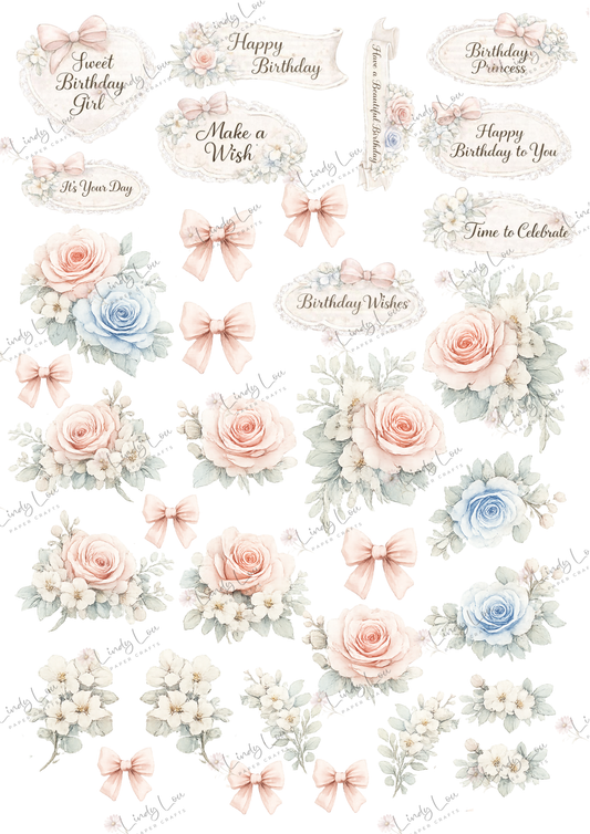 A4 Fussy Cut Sheets - Tiny Dancer - Tiny Dancer Florals