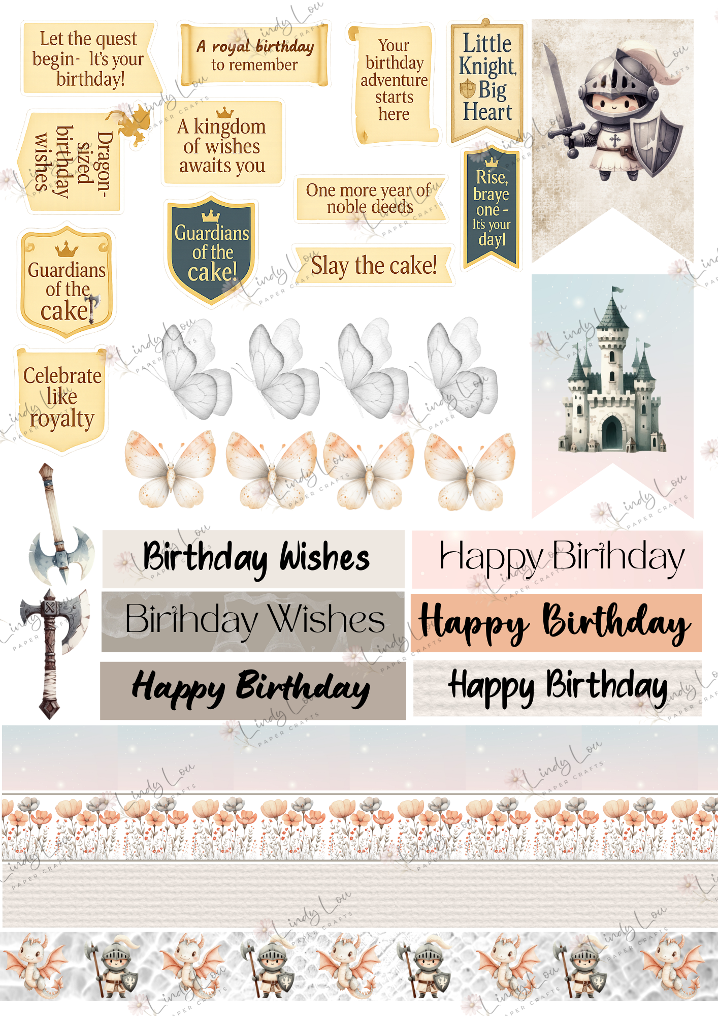 A6 Card Kit - Knights & Dragons