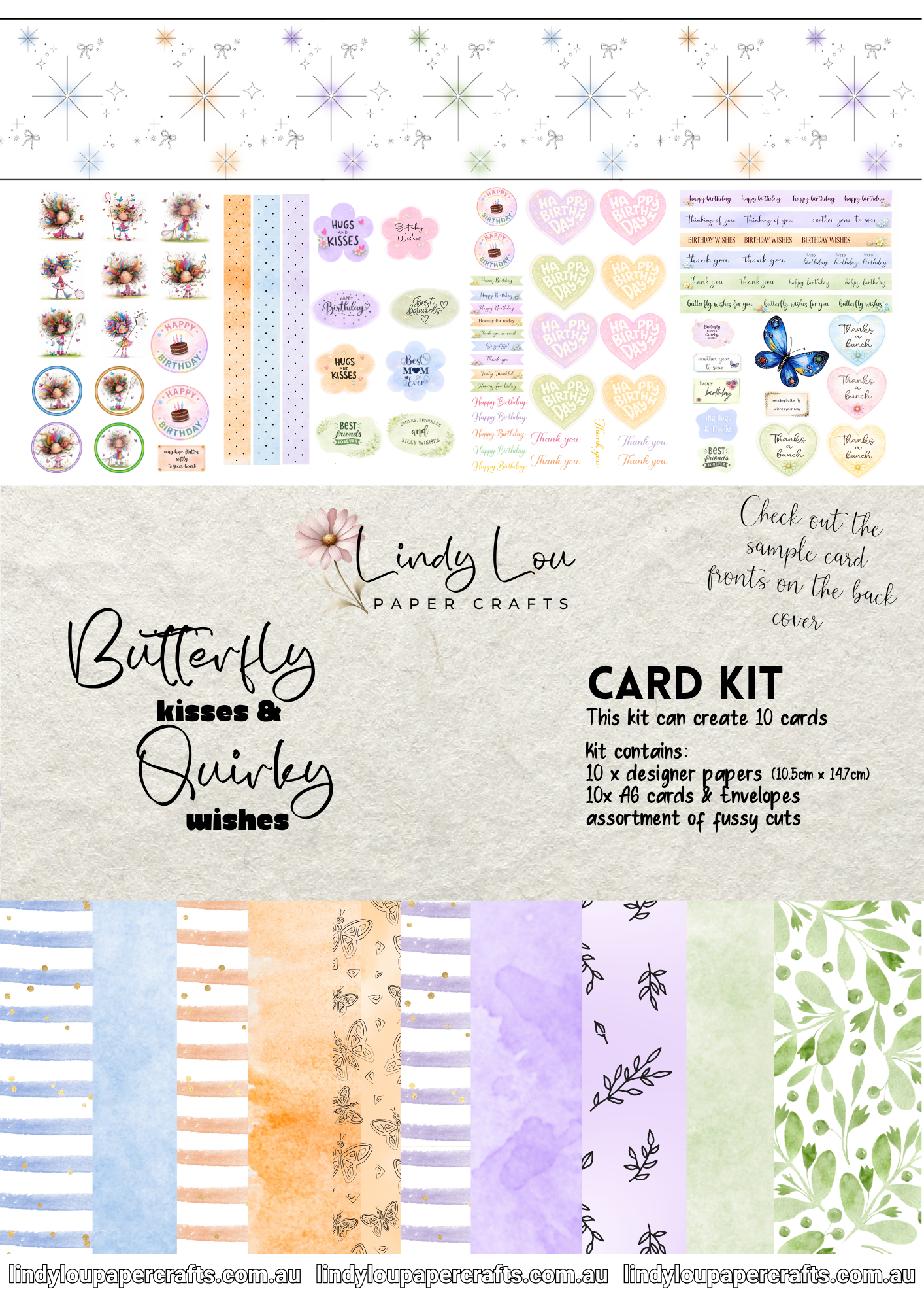A6 Card Kit - Butterfly Kisses & Quirky Wishes