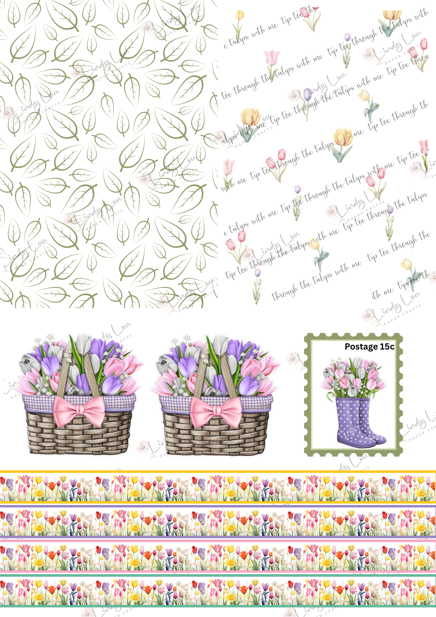 A6 Card Kit - Tip Toe through the Tulips