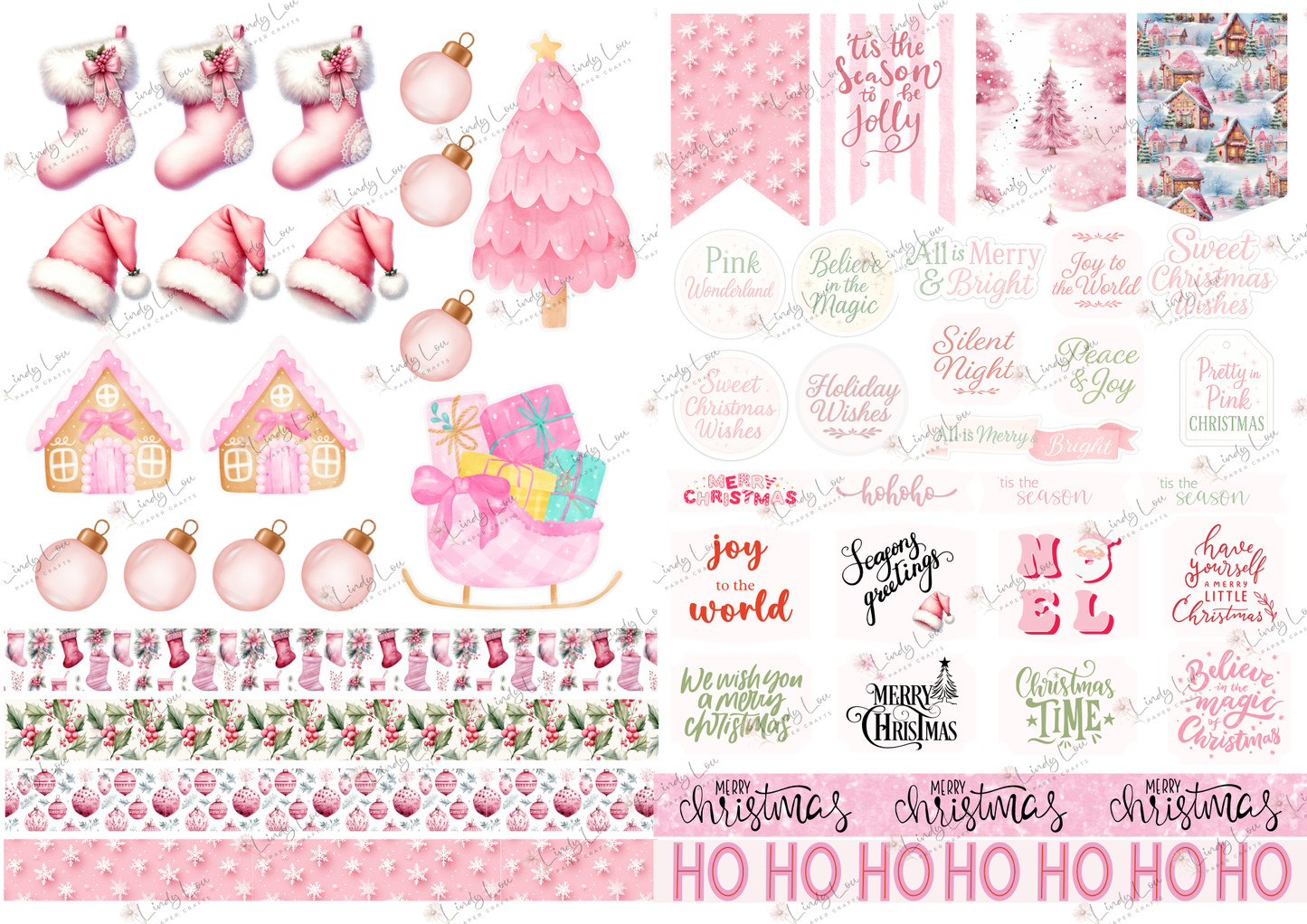 A4 Paper Collection - Pink Christmas