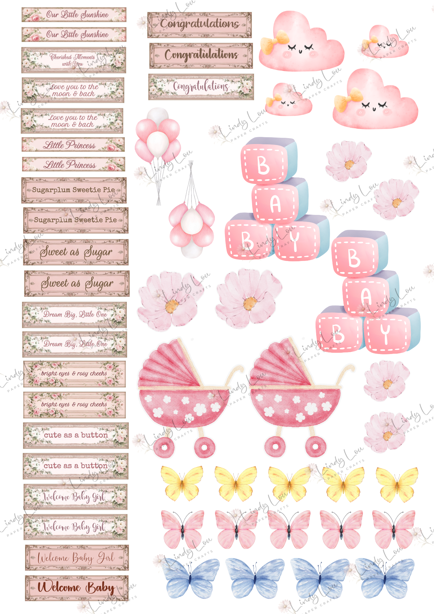 A6 Card Kit - Sweet Baby Girl