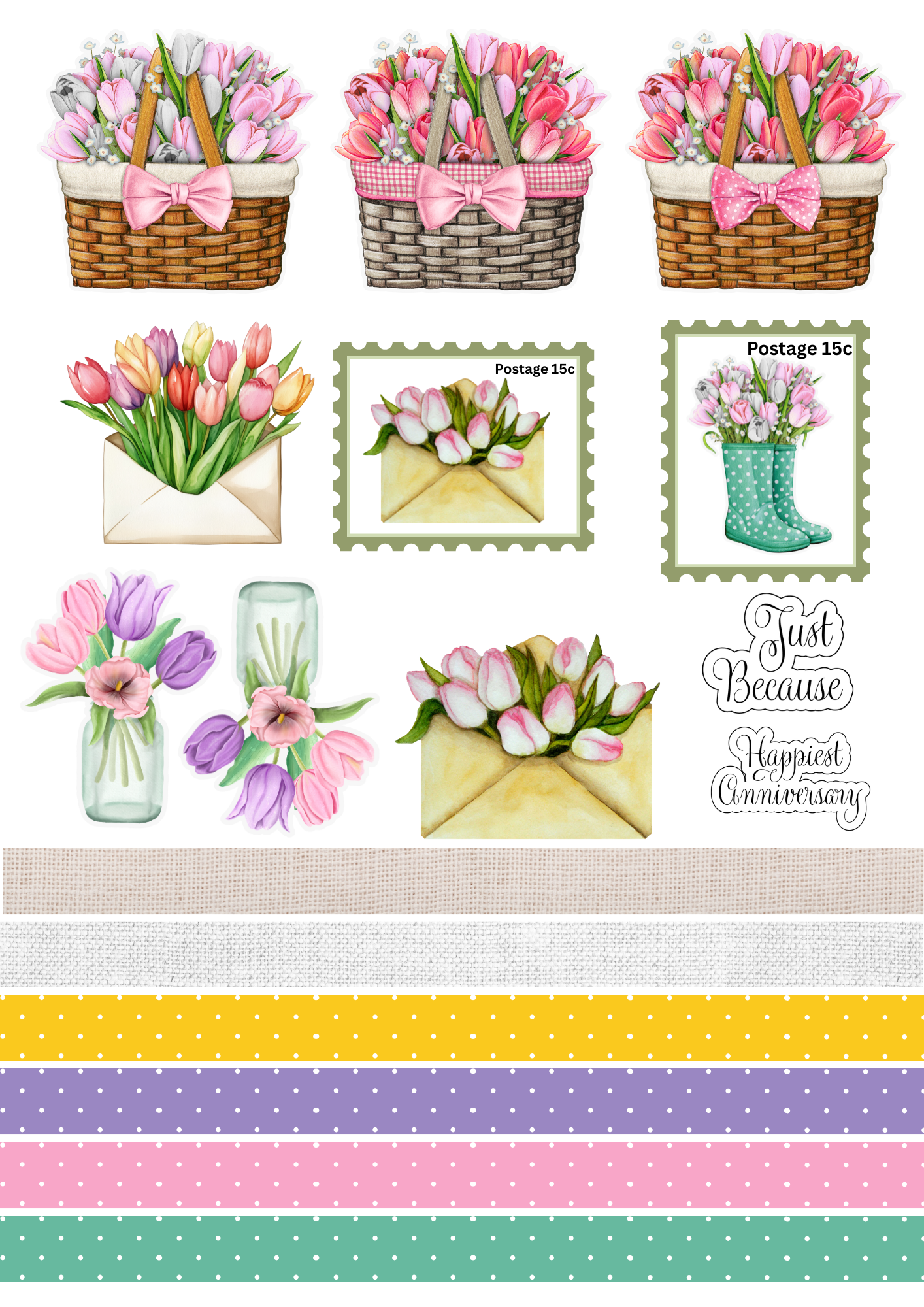 A6 Card Kit - Tip Toe through the Tulips