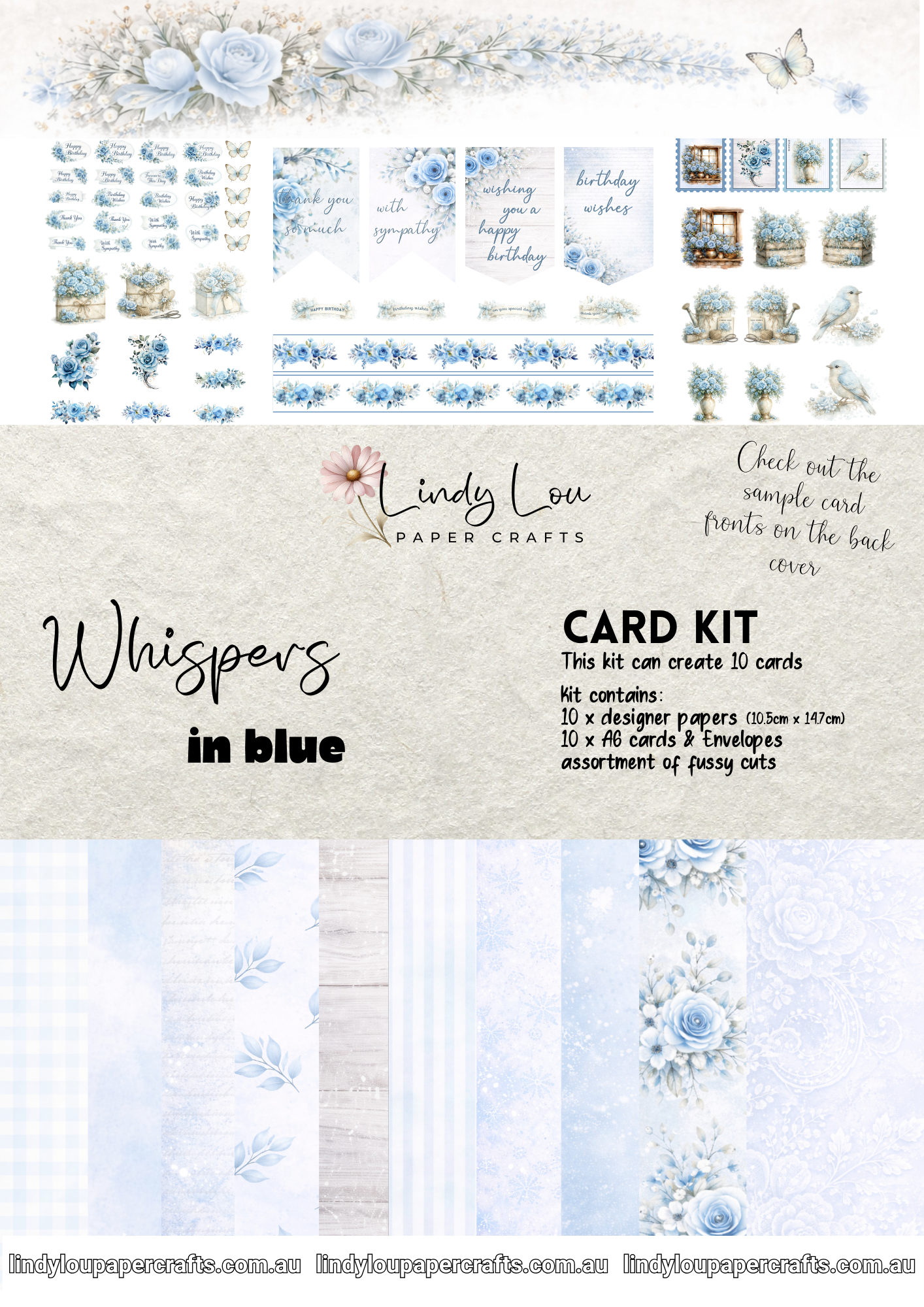 A6 Card Kit - Whispers in Blue