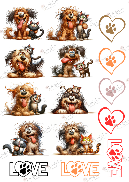 A4 Fussy Cut Sheets - Paws & Whiskers - Furry Besties