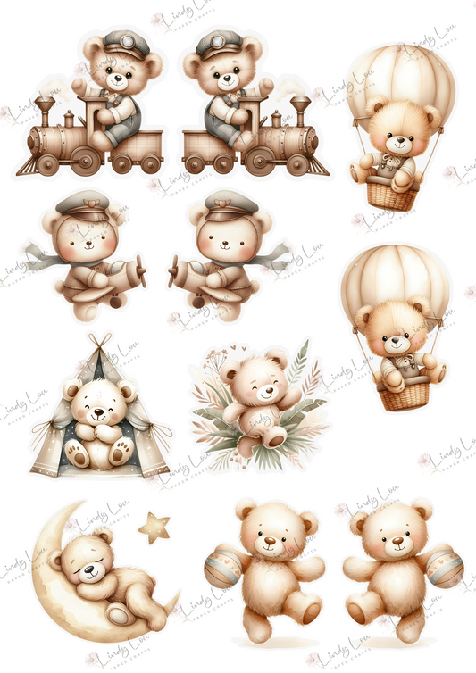 A4 Fussy Cut Sheets - Boho Baby - Bear Adventures