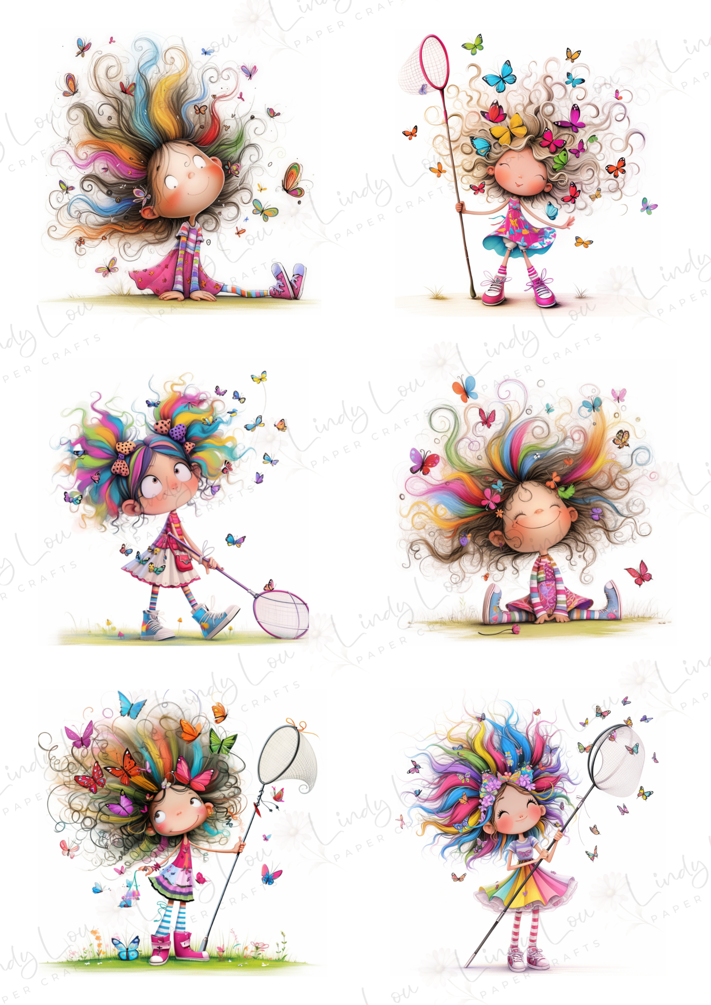 A4 Fussy Cut Sheets - Butterfly Kisses & Quirky Wishes - Rainbow Fizz