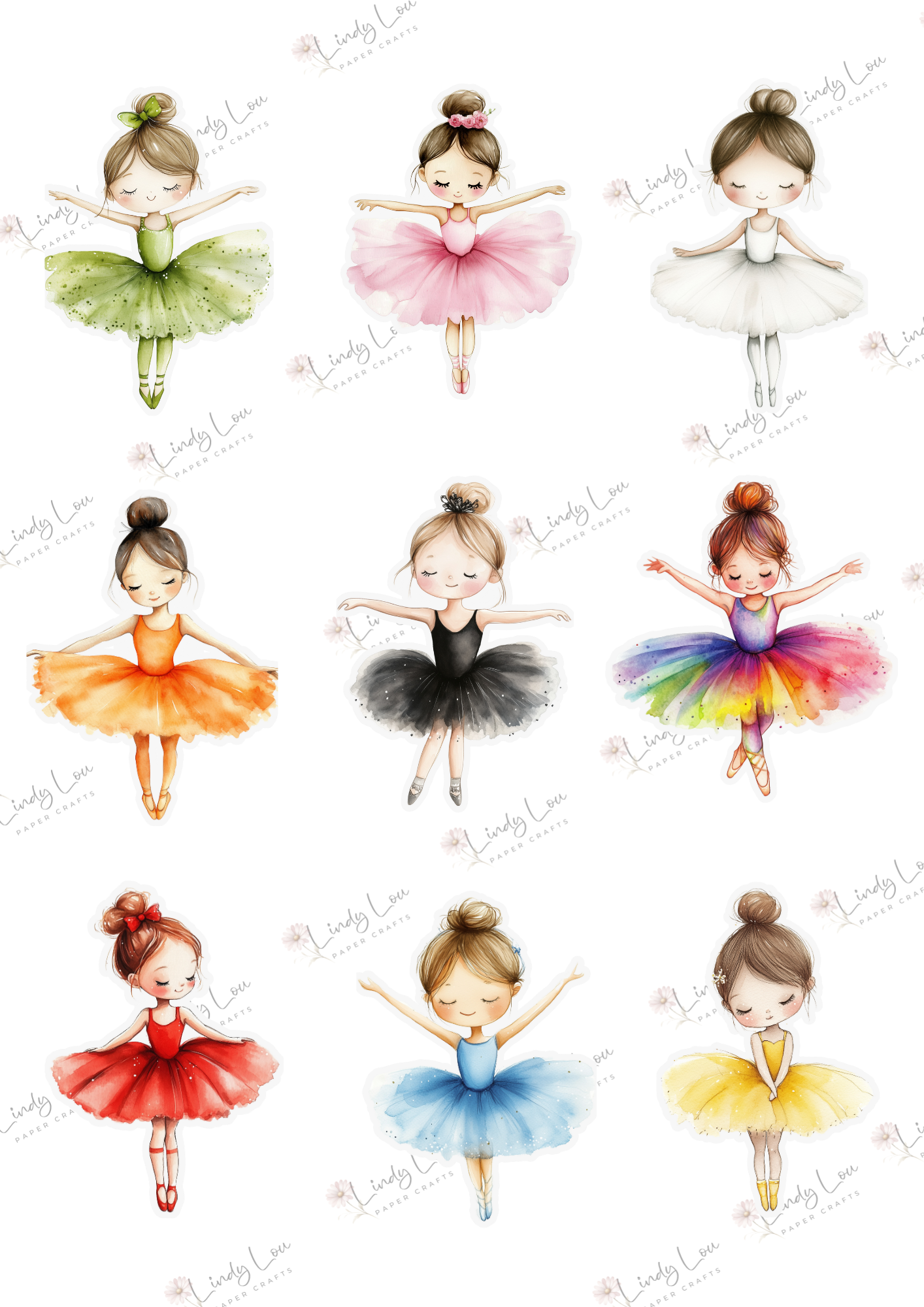 A4 Fusy Cut Sheets - Ballerina Blossoms - Tutu Dreams