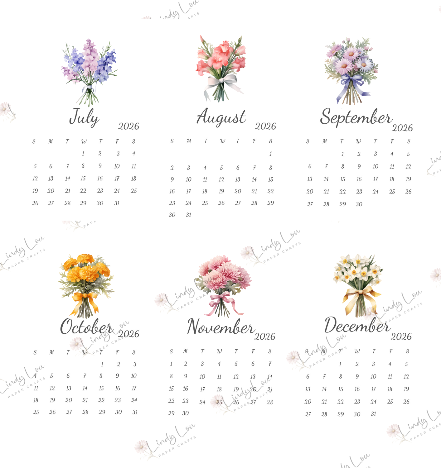 Calendars 2026 - Birth Month Flowers