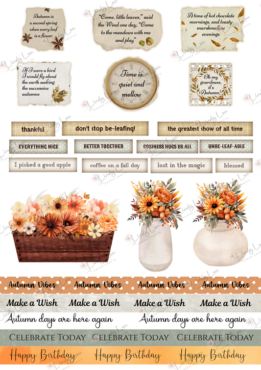 A4 Fussy Cut Sheets  - Amber Afternoon - Mellow Moments