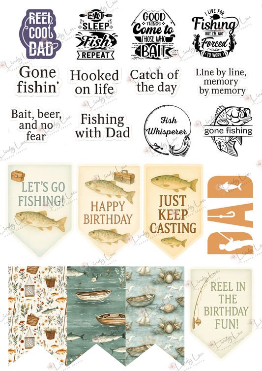 A4 Fussy Cut Sheets  - Gone Fishing - Catch of the Day